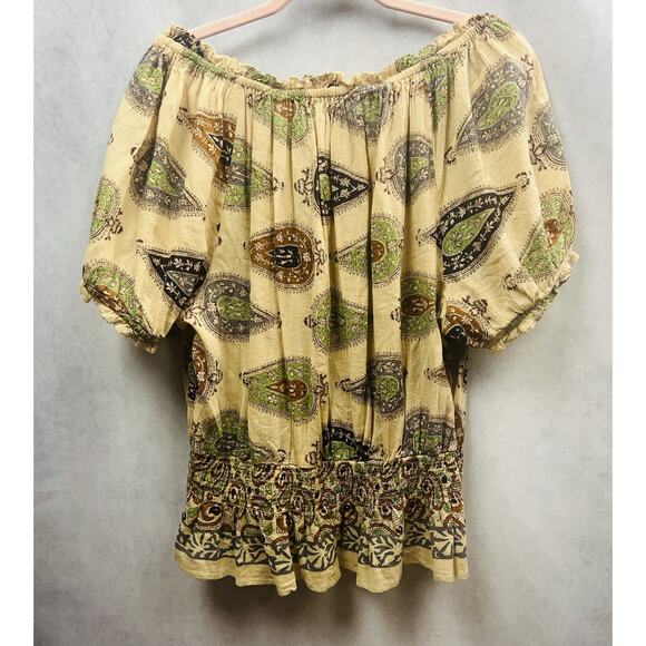 Ralph Lauren Jeans Co. Womens Paisley Ruffle Boho Floral Top Size XL 3/4 Sleeves - Picture 2 of 10